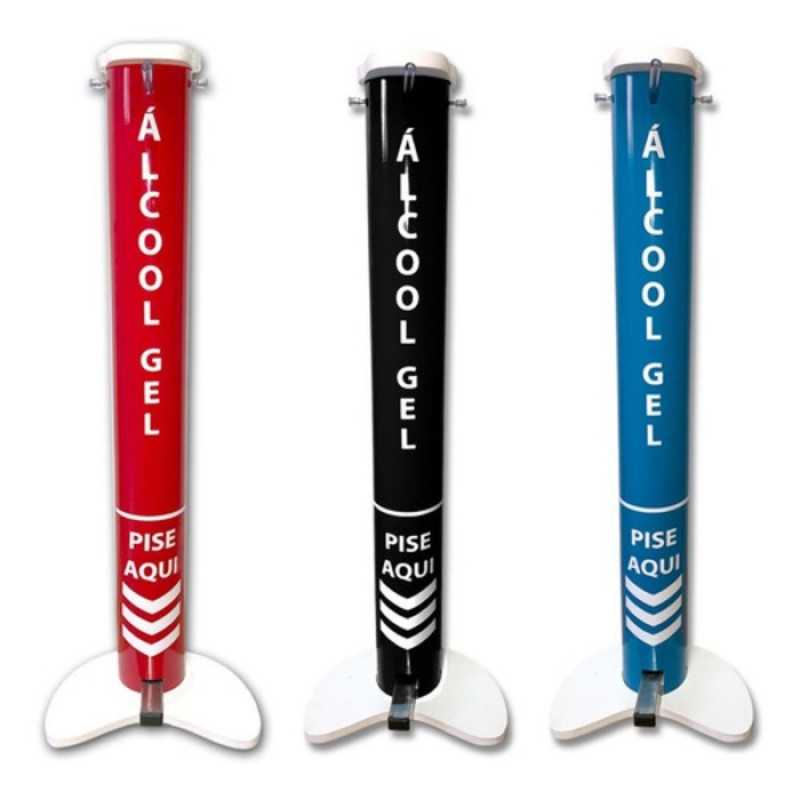 DISPENSER EM PVC PRETO FOSCO P/ALCOOL GEL MOD.GELTEC 1LT C/PEDAL