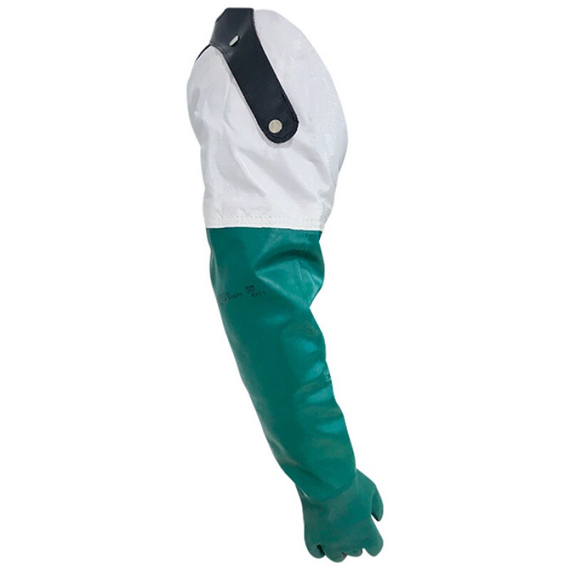 LUVA 08 PVC PALMA ÁSPERA CANO 70CM C/OMBREIRA TAM 9,5 EN388 3141X EN374 XX464 C.A 34570 (PLASTCOR)