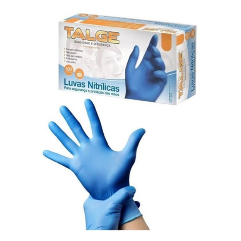 LUVA 09 LATEX NITRILICO TAM M (8) AZUL N/CIRURGICA N/ESTERIL CX100 C.A 29509 (TALGE)