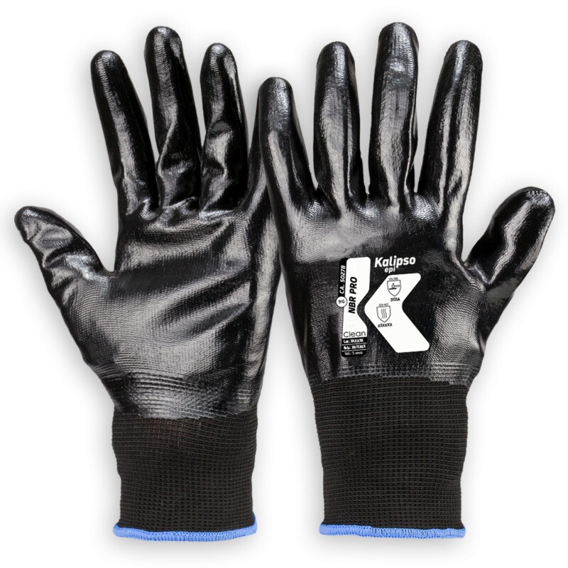 LUVA 02 MALHA POLIAMIDA NBR PRO NITRÍLICA P/ABRASÃO 09 PUB+ TAM G  EN388 3121A C.A 50278 (KALIPSO)