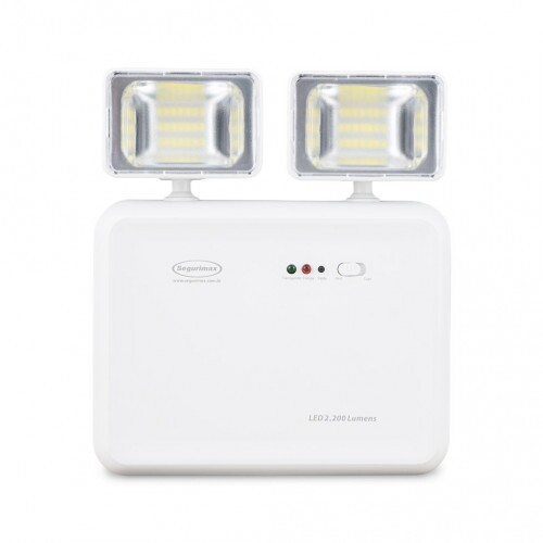 BLOCO AUTONOMA IP20 2.200 LUMENS 2 FAROIS C/BAT (SEGURIMAX)