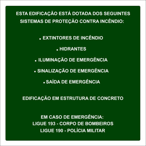 PLACA M1 SINALIZACAO EDIFICAO PADRAO BOMBEIRO 60X40 FOTOLU. AUTO EXTINGUIVEL (DESTAK)