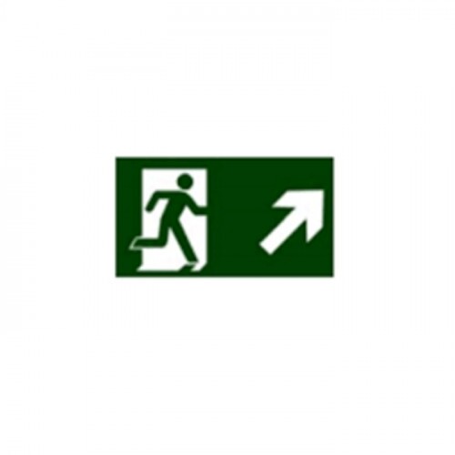 PLACA S15 SAIDA SUBINDO RAMPA A DIREITA 26X13 EM PVC 2MM NBR 13434 FOTOLU. AUTO EXTINGUIVEL