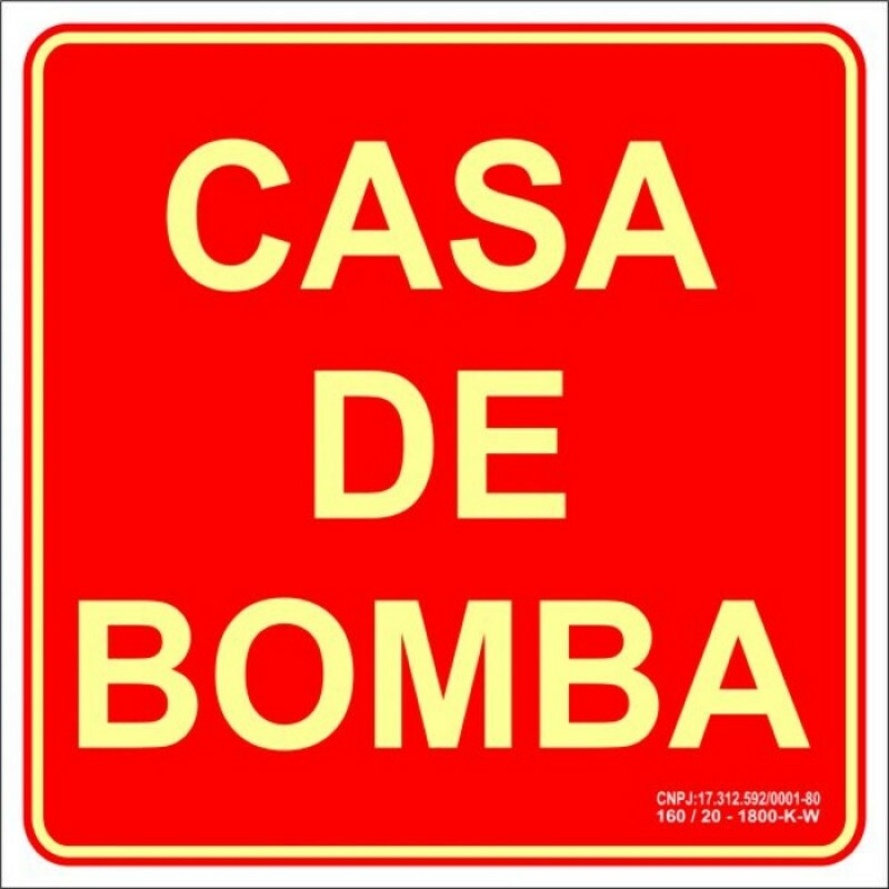 PLACA MA2 CASA DE BOMBA 20X20 EM PVC 2MM NBR 13434 FOTOLU. AUTO EXTINGUIVEL