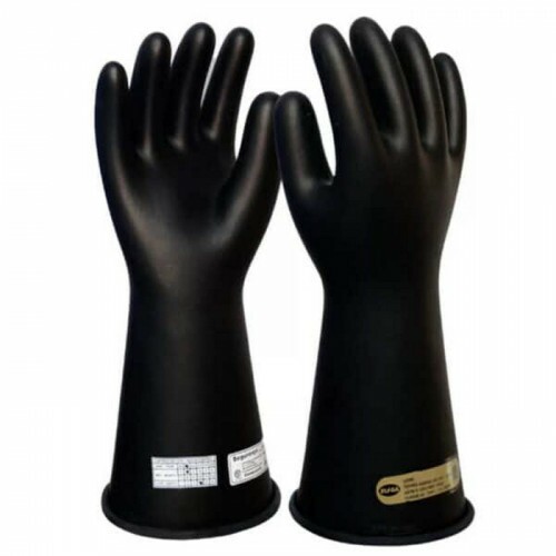 LUVA 09 ISOLANTE DE BORRACHA CL 00 TENSÃO MÁXIMA 500V PARA 2,5KV INMETRO NR10 TAM 10,5 CANO 14" C.A 38400 (ELSA)