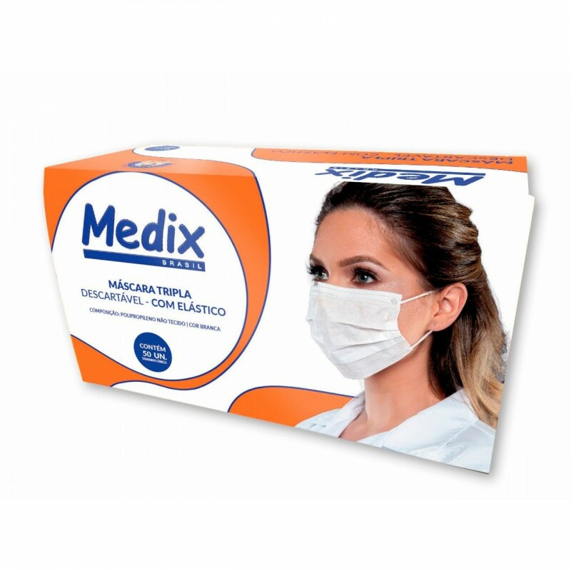 MASCARA TRIPLA 02 CIRURGICA BRANCA 50 UNID (MEDIX)