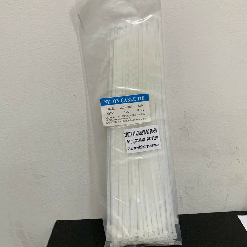 ABRACADEIRA 1 NYLON 250MM X 3,6MM C/100 UNIDADES (ZENITH)