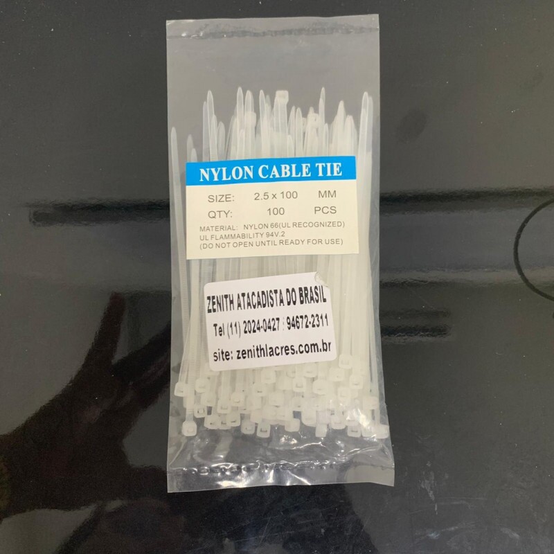 ABRACADEIRA 1 NYLON 100MM X 2,5MM C/100 UNIDADES (ZENITH)