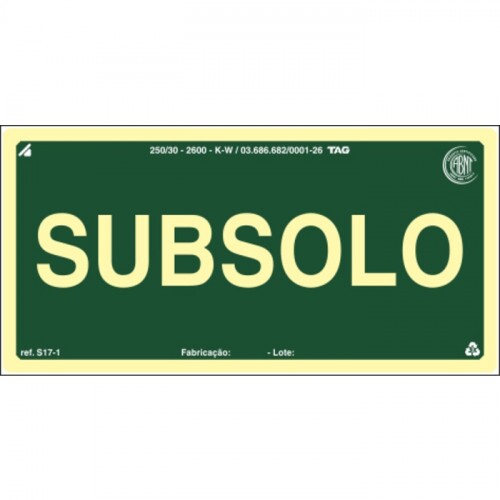 PLACA 1-SS PAVIMENTO SUBSOLO 20X10 NBR 13434 (DESTAK)