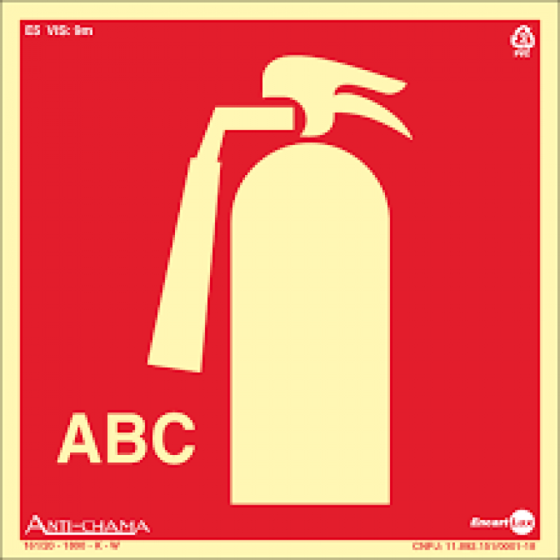 PLACA FOTOLU. AUTO EXTINGUÍVEL EXTINTOR ABC 30  x 30 (DESTAK)