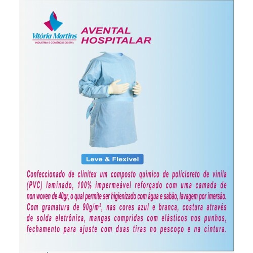 AVENTAL DE PROCEDIMENTO HOSPITALAR P/ISOLAMENTO CERTIFICADO SSMMS(VITORIA MARTINS)