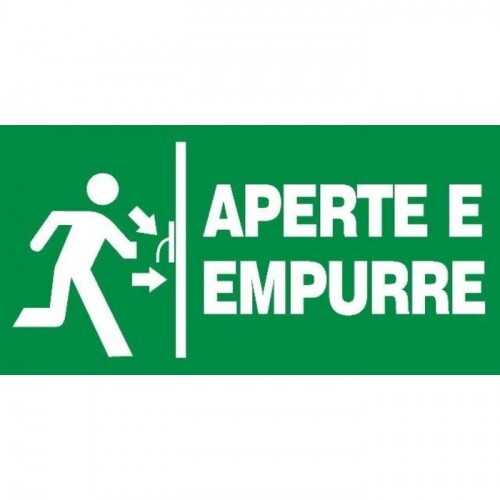 PLACA S18 APERTE E EMPURRE 26X13 EM PVC 2MM NBR 13434 FOTOLU. AUTO EXTINGUIVEL