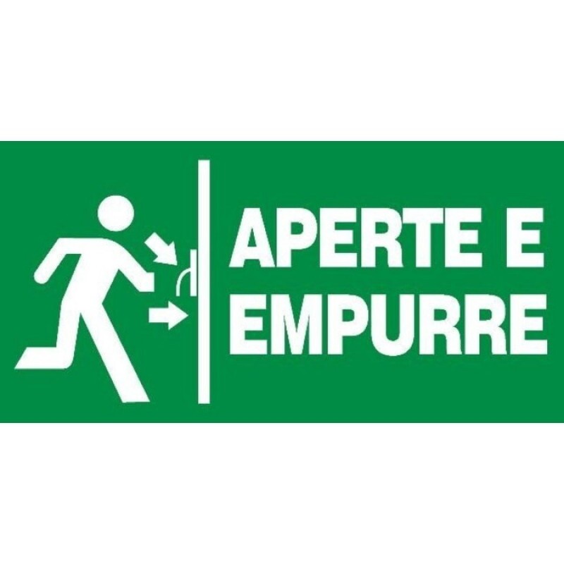 PLACA S18 APERTE E EMPURRE 26X13 EM PVC 2MM NBR 13434 FOTOLU. AUTO EXTINGUIVEL