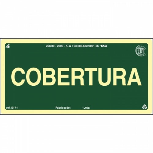 PLACA S17 PAVIMENTO COBERTURA 20X10 EM PVC 2MM NBR 13434 FOTOLU. AUTO EXTINGUIVEL