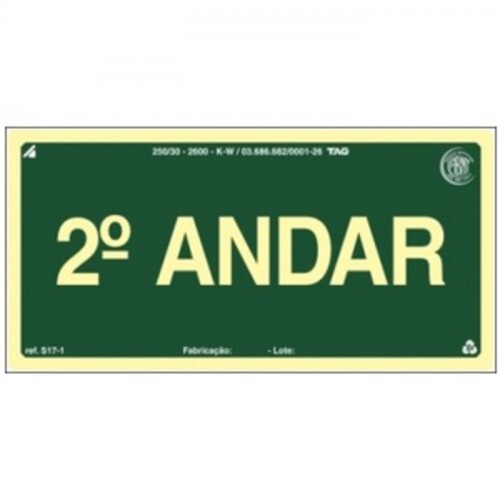 PLACA S17-02 PAVIMENTO 2º ANDAR 20X10 EM PVC 2MM NBR 13434 FOTOLU. AUTO EXTINGUIVEL