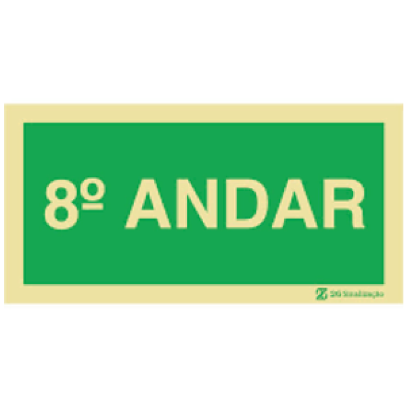 PLACA S17-08 PAVIMENTO 8º ANDAR 20X10 EM PVC 2MM NBR 13434 FOTOLU. AUTO EXTINGUIVEL