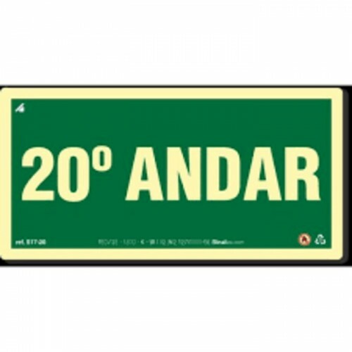 PLACA S17-20 PAVIMENTO 20º ANDAR 20X10 EM PVC 2MM NBR 13434 FOTOLU. AUTO EXTINGUIVEL