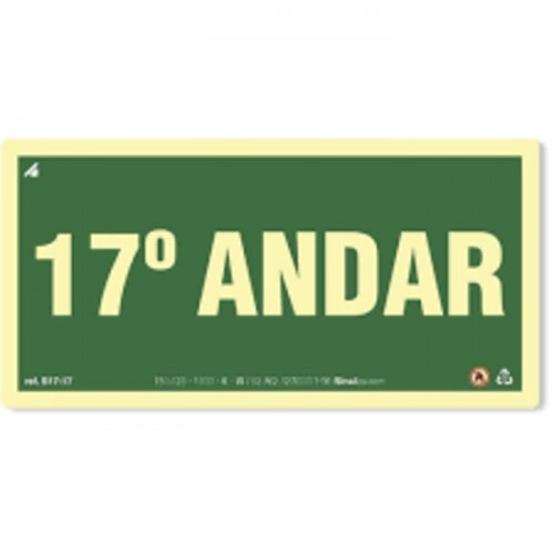PLACA S17-17 PAVIMENTO 17º ANDAR 20X10 EM PVC 2MM NBR 13434 FOTOLU. AUTO EXTINGUIVEL