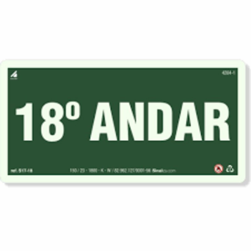 PLACA S17-18 PAVIMENTO 18º ANDAR 20X10 EM PVC 2MM NBR 13434 FOTOLU. AUTO EXTINGUIVEL