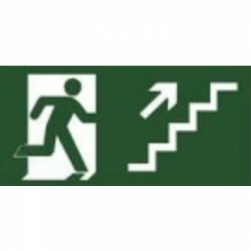 PLACA S11D SAIDA SUBINDO ESCADA A DIREITA 26X13 EM PVC 2MM NBR 13434 FOTOLU. AUTO EXTINGUIVEL