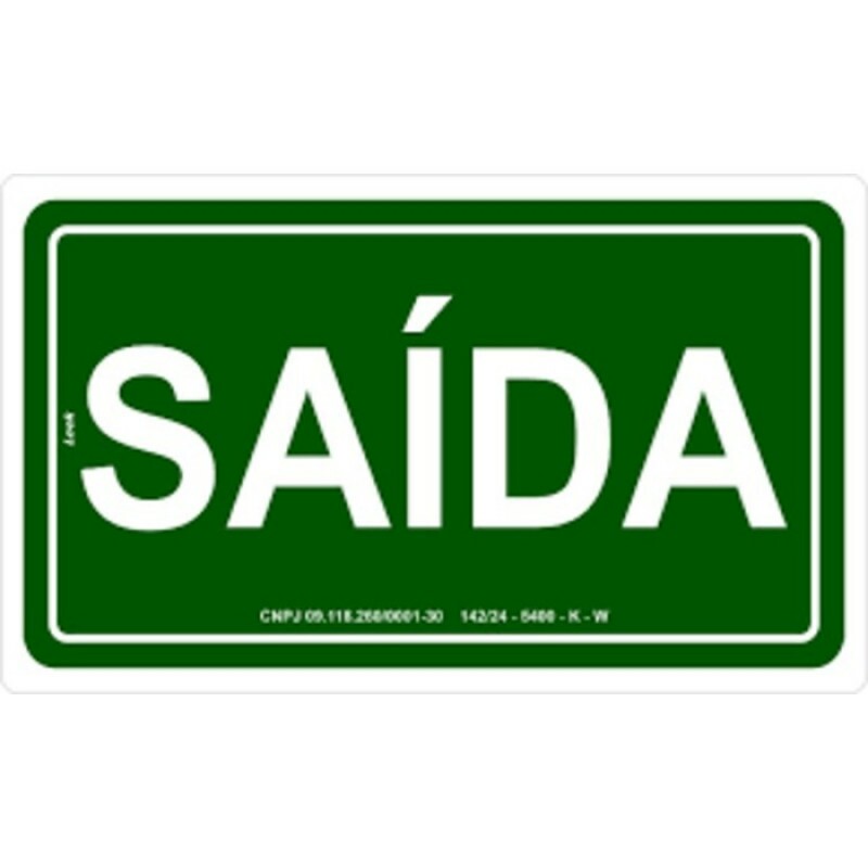PLACA S12 SAIDA 30X18 EM PVC 2MM NBR 13434 FOTOLU. AUTO EXTINGUIVEL