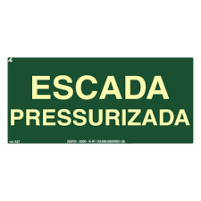 PLACA S27 ESCADA PRESSURIZADA 30X15 EM PVC 2MM NBR 13434 FOTOLU. AUTO EXTINGUIVEL
