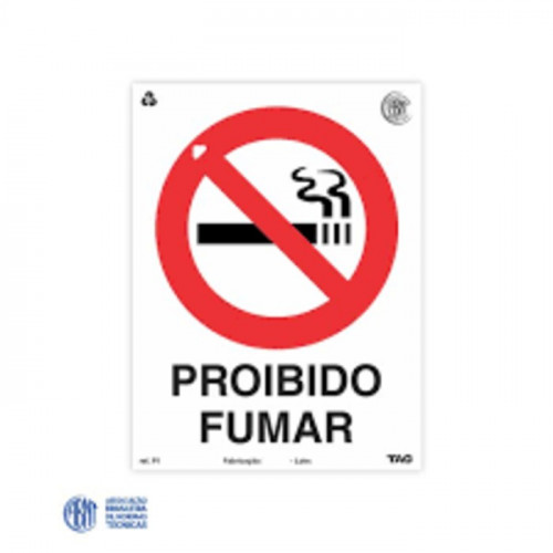 PLACA FOTOLU. AUTO EXTINGUÍVEL PROIBIDO FUMAR 19,5 x 19,5 (DESTAK)