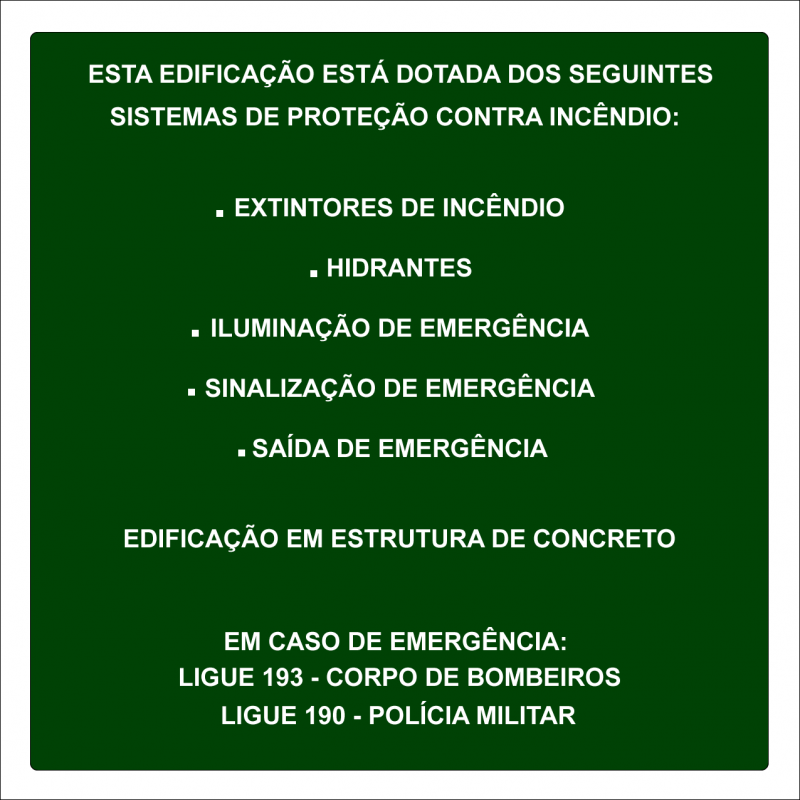PLACA M1 SINALIZACAO EDIFICAO PADRAO BOMBEIRO 40X50 FOTOLU. AUTO EXTINGUIVEL (DESTAK)