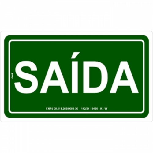 PLACA S12 SAIDA 26X13 EM PVC 2MM NBR 13434 FOTOLU. AUTO EXTINGUIVEL