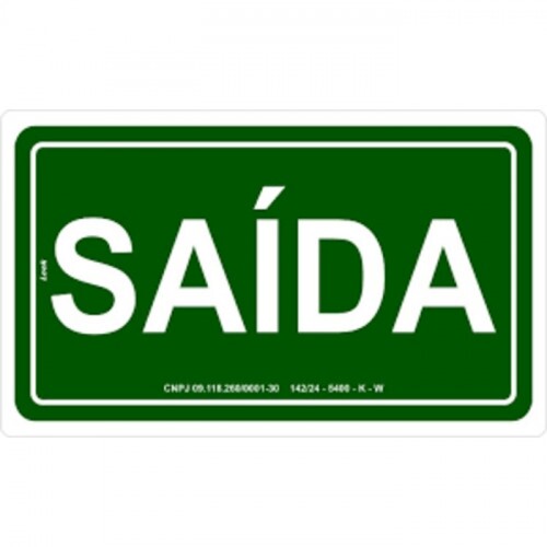 PLACA S12 SAIDA 26X13 EM PVC 2MM NBR 13434 FOTOLU. AUTO EXTINGUIVEL