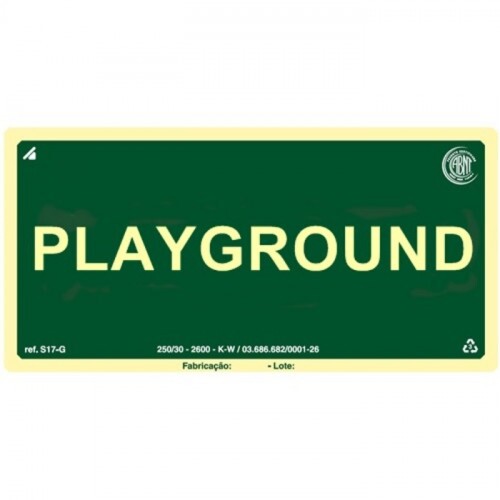 PLACA S17 PAVIMENTO PLAYGROUND 20X10 EM PVC 2MM NBR 13434 FOTOLU. AUTO EXTINGUIVEL