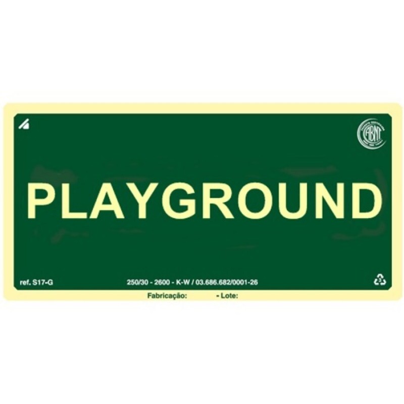 PLACA S17 PAVIMENTO PLAYGROUND 20X10 EM PVC 2MM NBR 13434 FOTOLU. AUTO EXTINGUIVEL