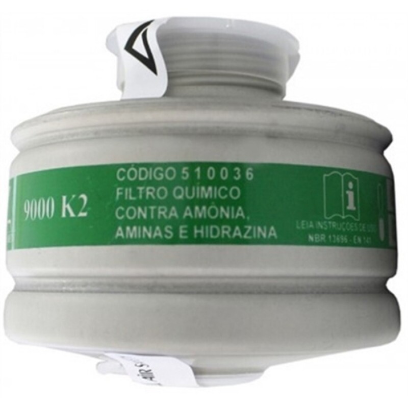 FILTRO QUÍMICO 9000 K2 P/RESPIRADOR FULL FACE PROTEÇÃO CONTRA ÂMONIA E METILAMINA 510036 (AIR SAFETY)