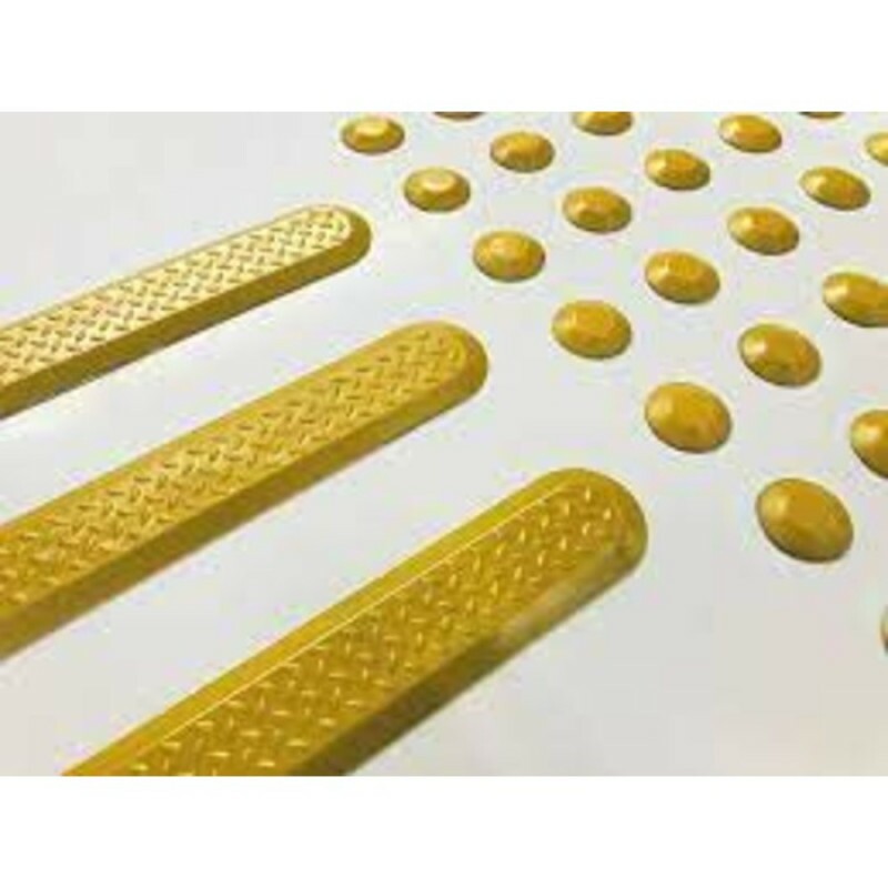 PISO TATIL ELEMENTO ALERTA INOX LISO COM ADESIVO  (WAT)