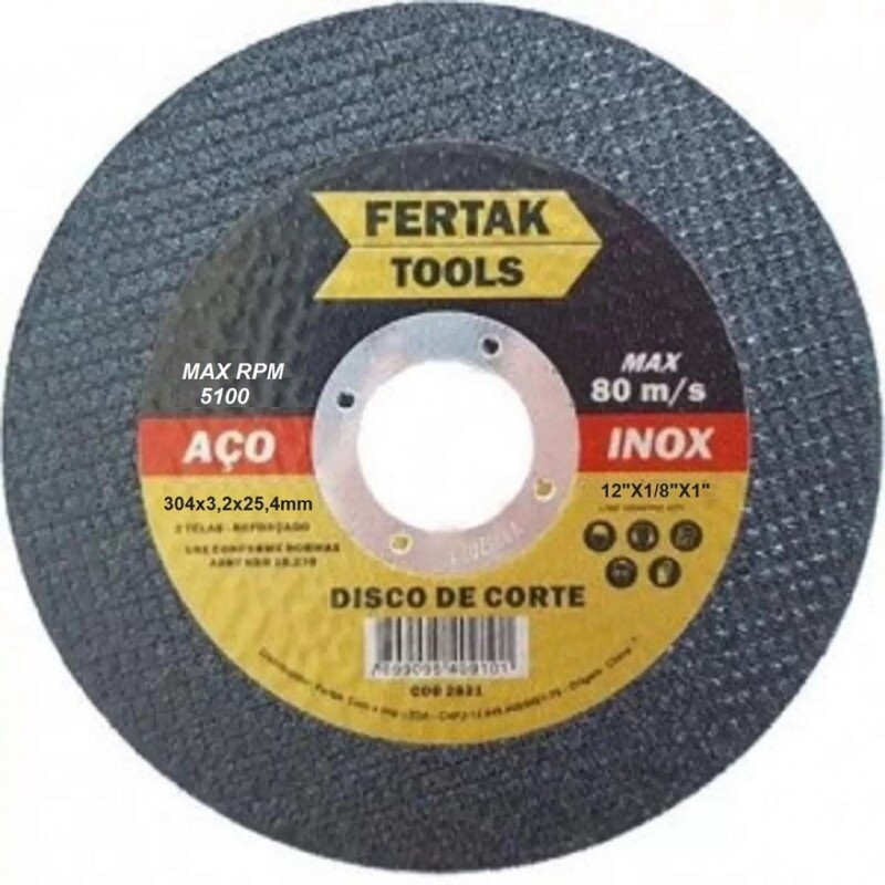 DISCO CORTE INOX 05 12" ESPESSURA 3,2MM FURO 25,4MM