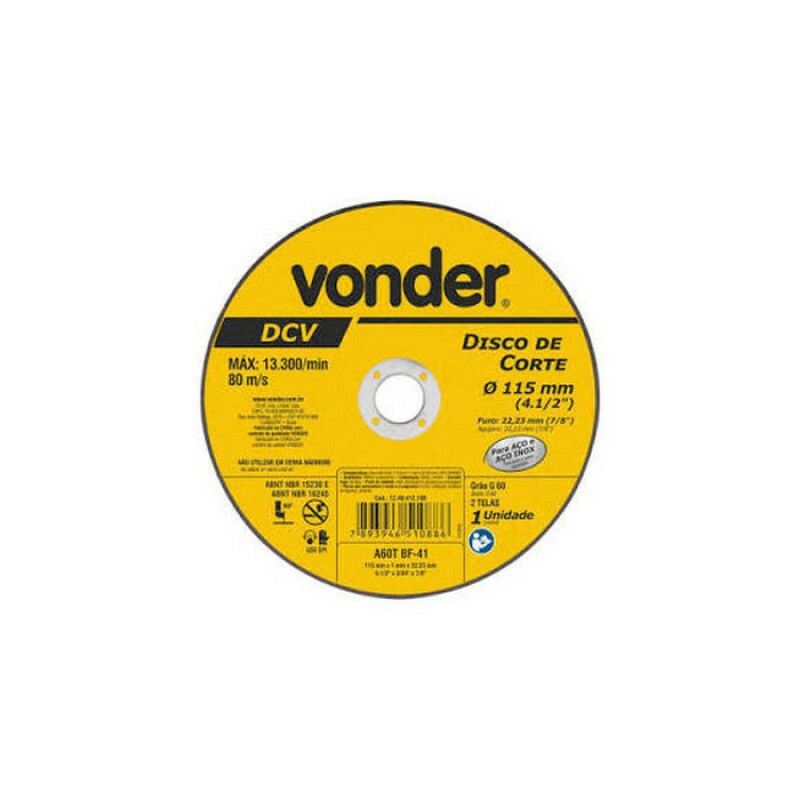 DISCO CORTE INOX 01 4.1/2 POL 115MM X 1.0MM X 22MM