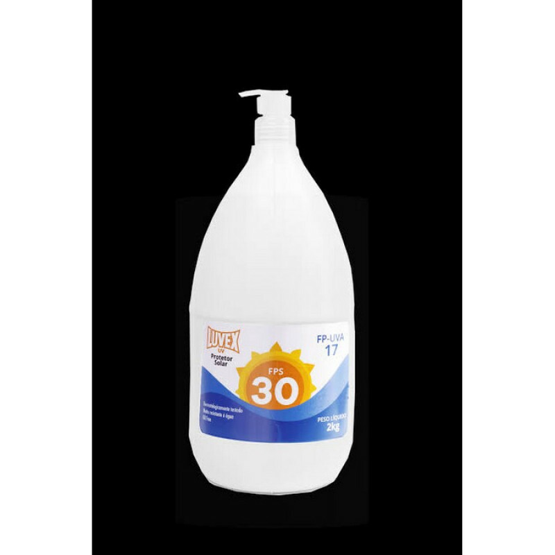 PROTETOR SOLAR FPS30 2KG UVA/UVB VITAMINA E HIPOALËRGICO  OIL FREE 3H DE PROTEÇÃO RESISTENTE ÁGUA E SUOR (LUVEX)