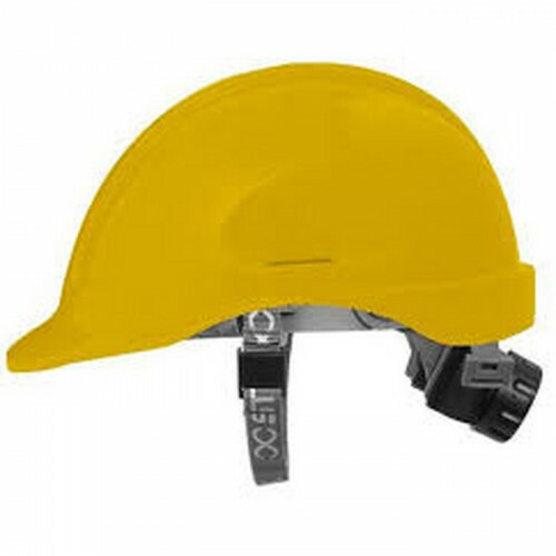 CAPACETE 03 SEGURANÇA STEELFLEX AMARELO ABA FRONTAL TURTLE C/SUSPENSÃO LOCK E JUGULAR CLASSE E TIPO 2 C.A 35983